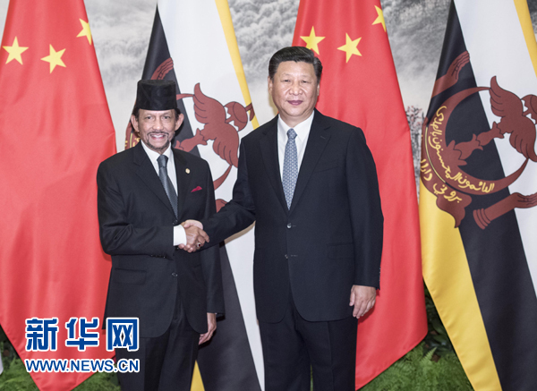 9月13日，國家主席習(xí)近平在北京人民大會堂同文萊蘇丹哈桑納爾舉行會談。 新華社記者 李濤 攝