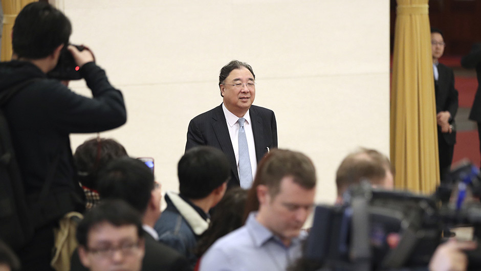 馬曉偉步入&ldquo;部長通道&rdquo;，準(zhǔn)備接受采訪