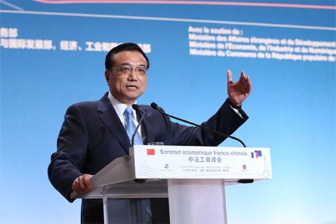 李克強(qiáng)總理2日在中法工商峰會(huì)演講時(shí)表示，中法建交50年來(lái)，兩國(guó)關(guān)系積累了寶貴經(jīng)驗(yàn)，未來(lái)50年的中法關(guān)系將更燦爛輝煌。中國(guó)政府網(wǎng)