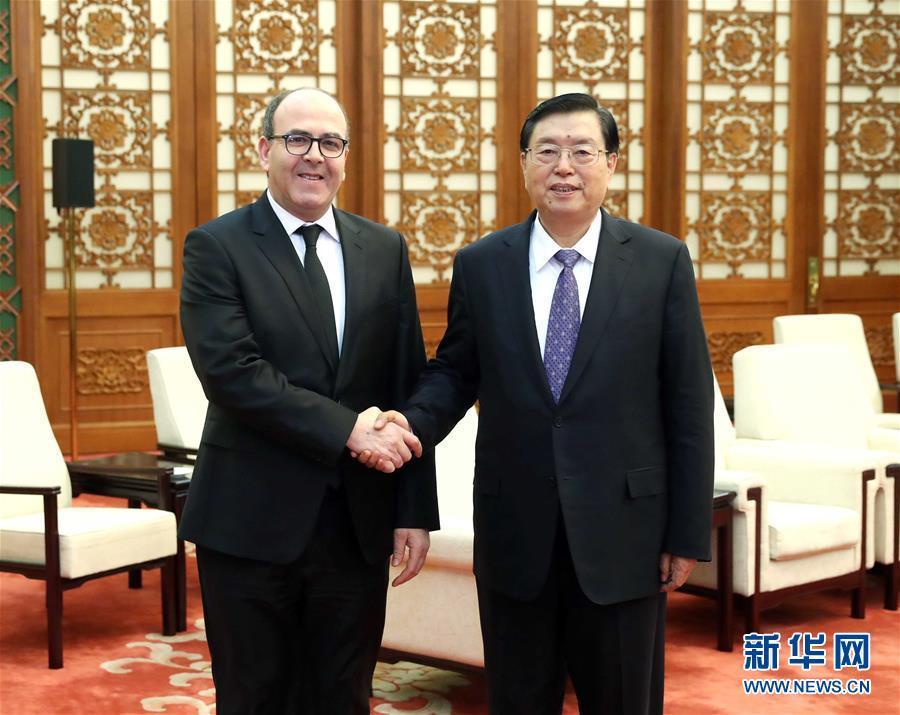 12月20日，全國人大常委會(huì)委員長張德江在北京人民大會(huì)堂會(huì)見摩洛哥參議長本希馬。新華社記者劉衛(wèi)兵攝